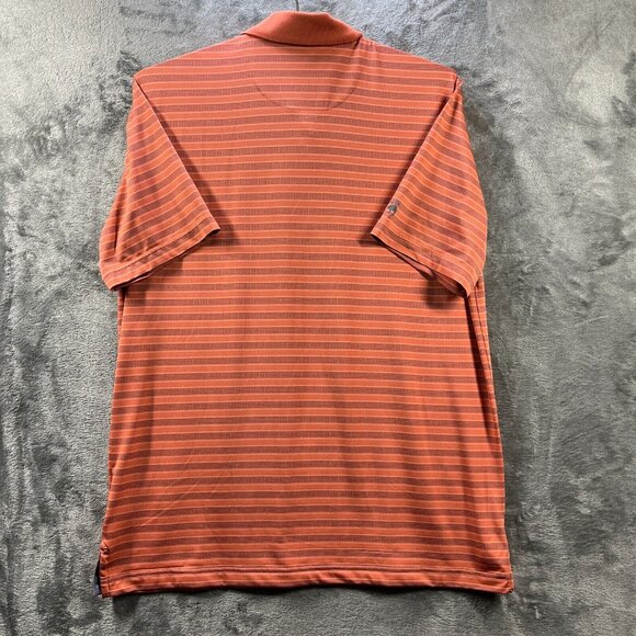Brooks Brothers Polo Shirt Mens Large Orange Striped Performance Casual Golf - Picture 7 of 9